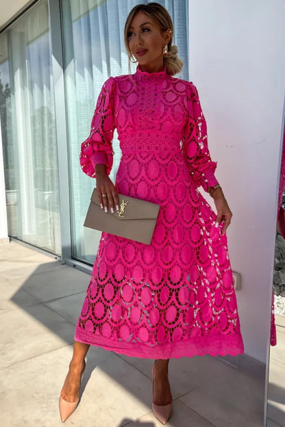 Long Sleeve Crochet Midi Dress