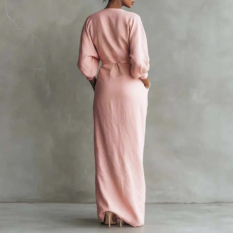 Long Sleeve Wrap Maxi Dress