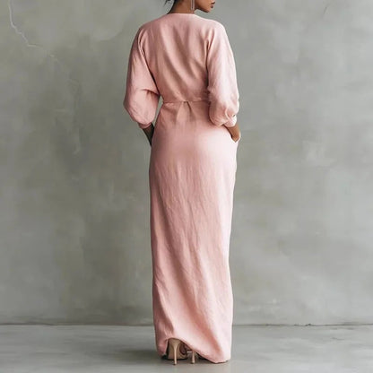Long Sleeve Wrap Maxi Dress