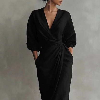 Long Sleeve Wrap Maxi Dress