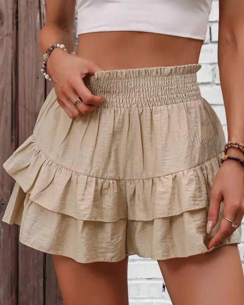 Women's High-Waisted Mini Skort - Beige