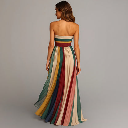Strapless Striped Maxi Dress