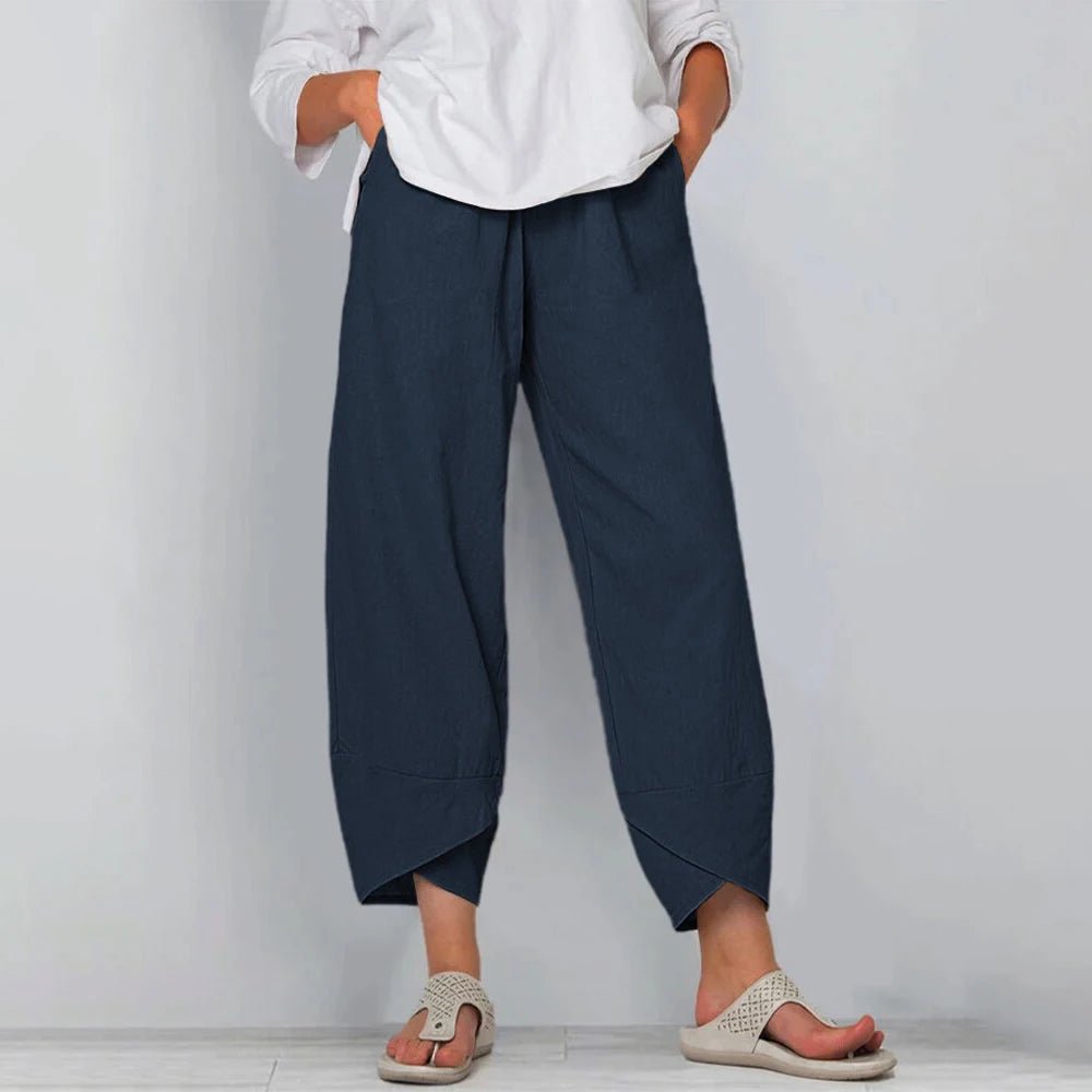 Women's Wide-Leg Cropped Pants - Blue