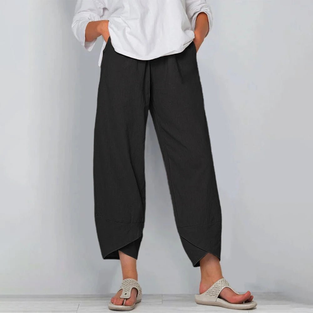 Women's Wide-Leg Cropped Pants - Black