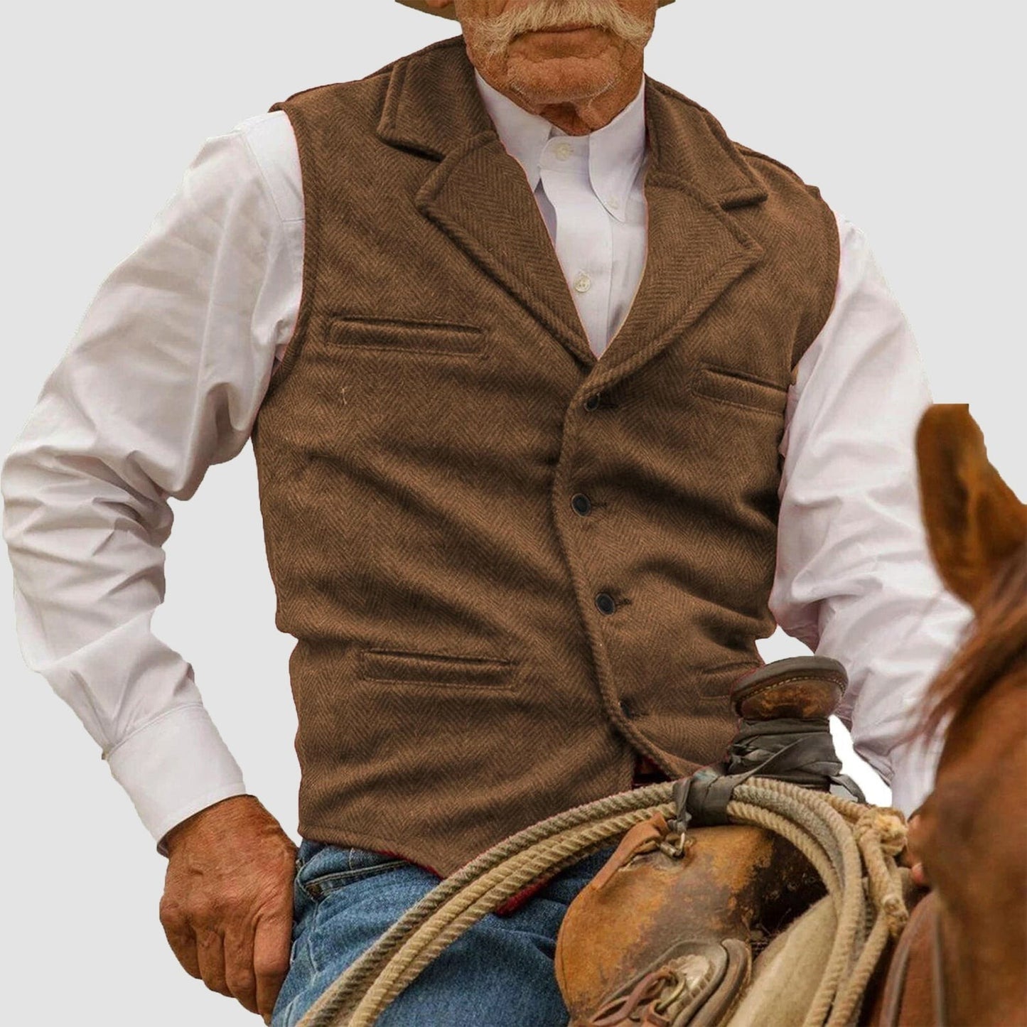 Tweed Suit Vest - Khaki