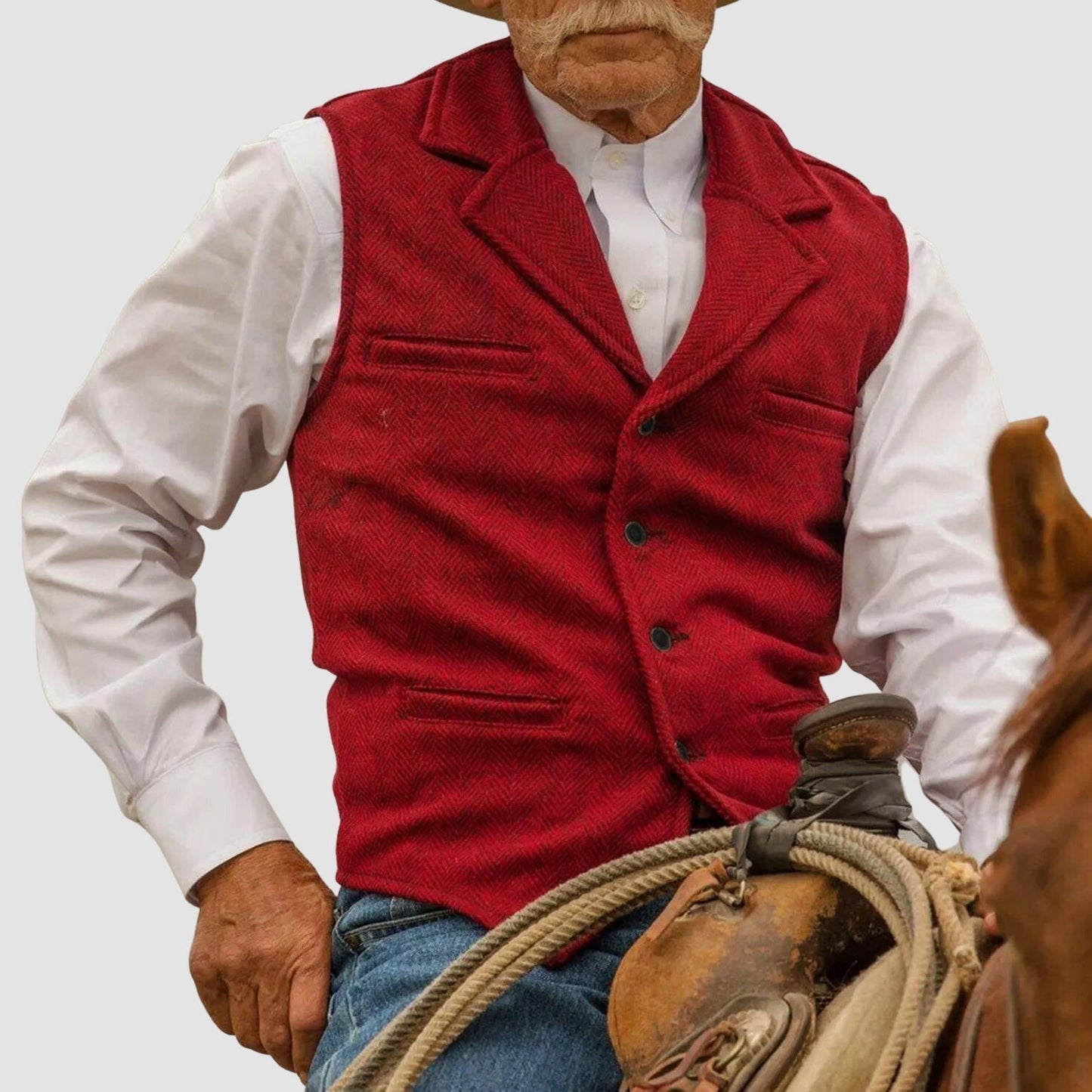 Tweed Suit Vest - Red