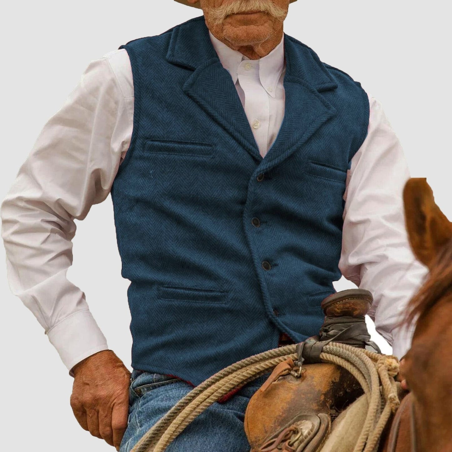 Tweed Suit Vest - Blue