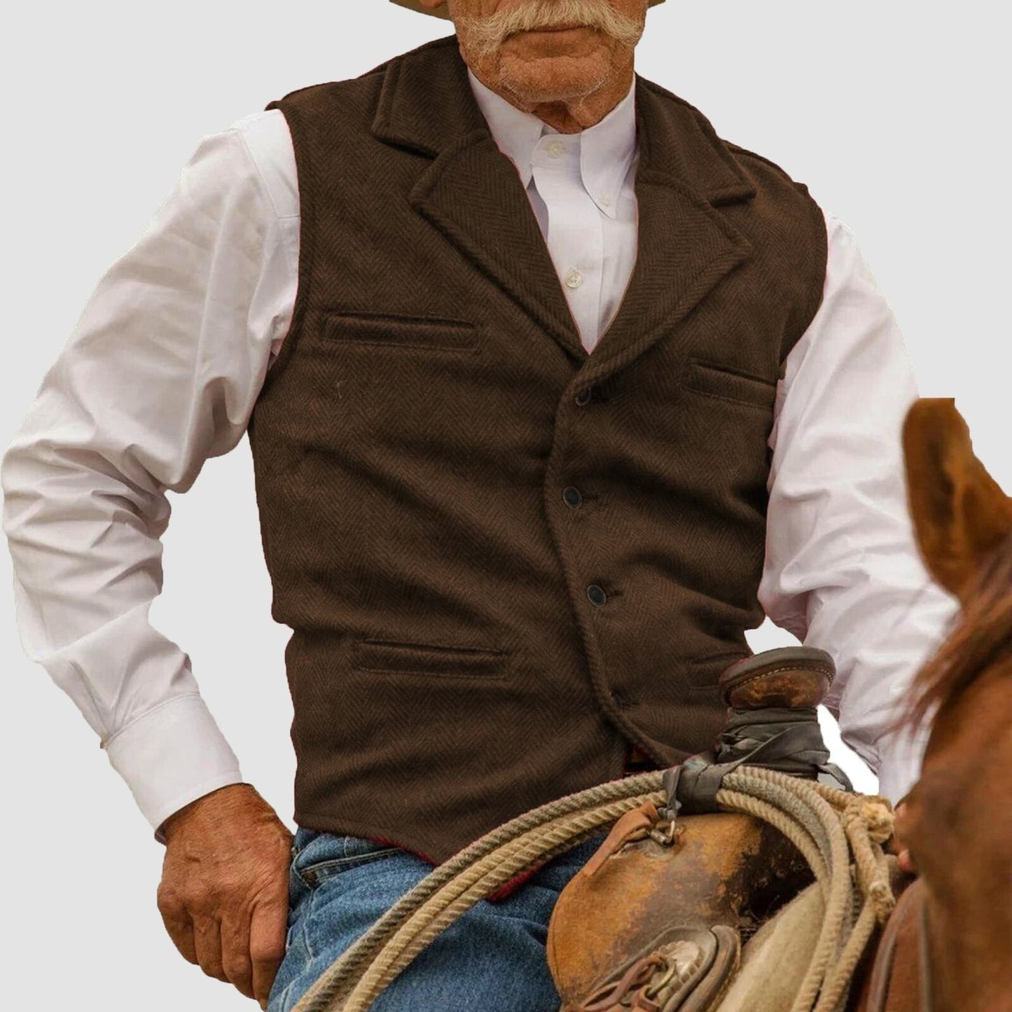 Tweed Suit Vest - Brown
