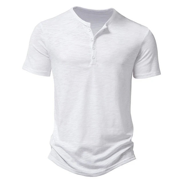 Short Sleeve Henley Shirt - White