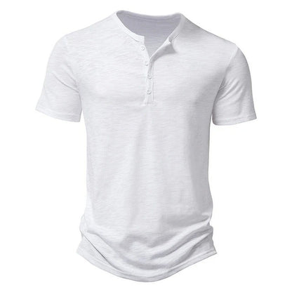 Short Sleeve Henley Shirt - White