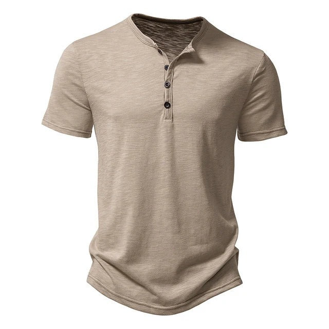 Short Sleeve Henley Shirt - Khaki