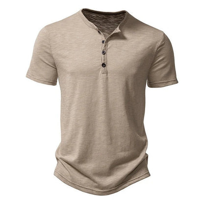 Short Sleeve Henley Shirt - Khaki
