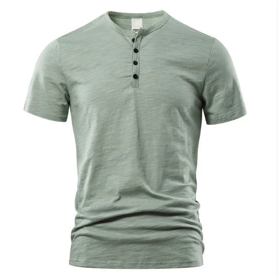 Short Sleeve Henley Shirt - Green