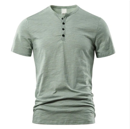 Short Sleeve Henley Shirt - Green