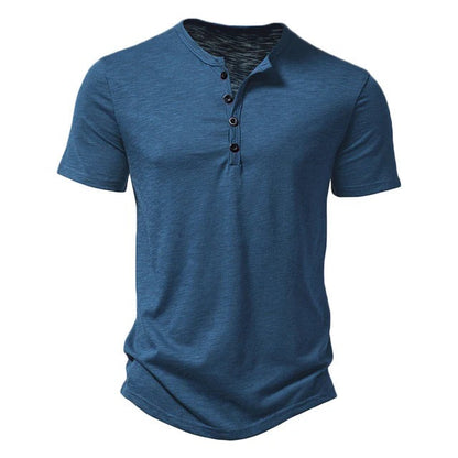 Short Sleeve Henley Shirt - Blue