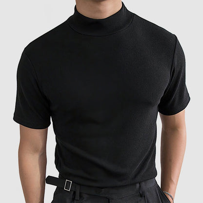 Mock Neck T Shirt - Black