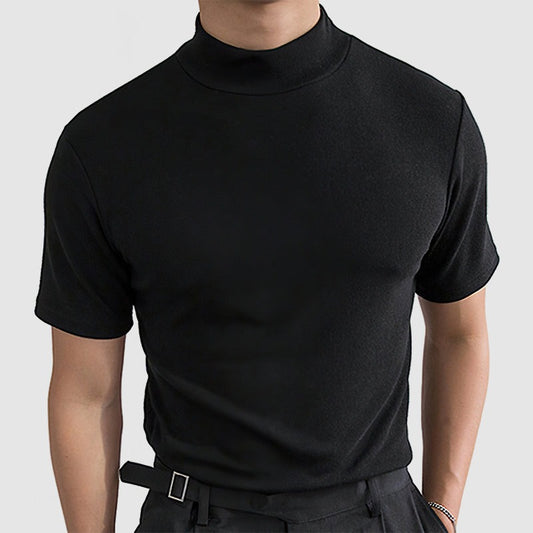 Mock Neck T Shirt - Black