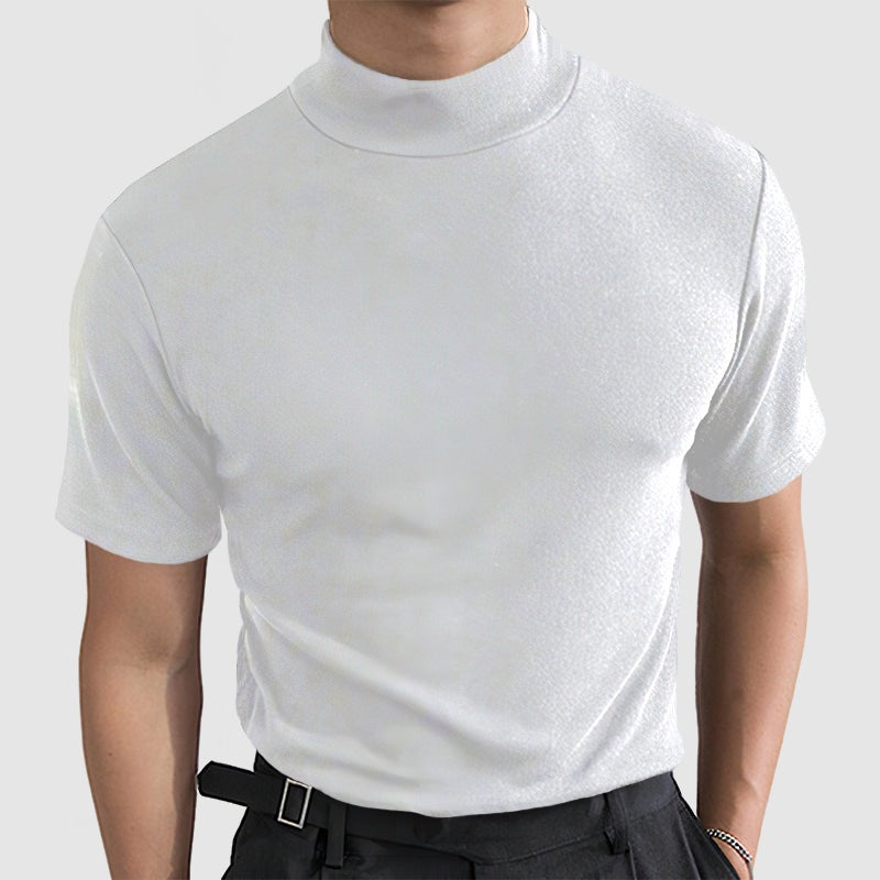 Mock Neck T Shirt - White