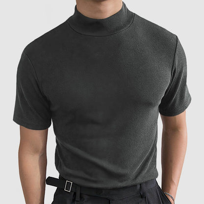 Mock Neck T Shirt - Grey