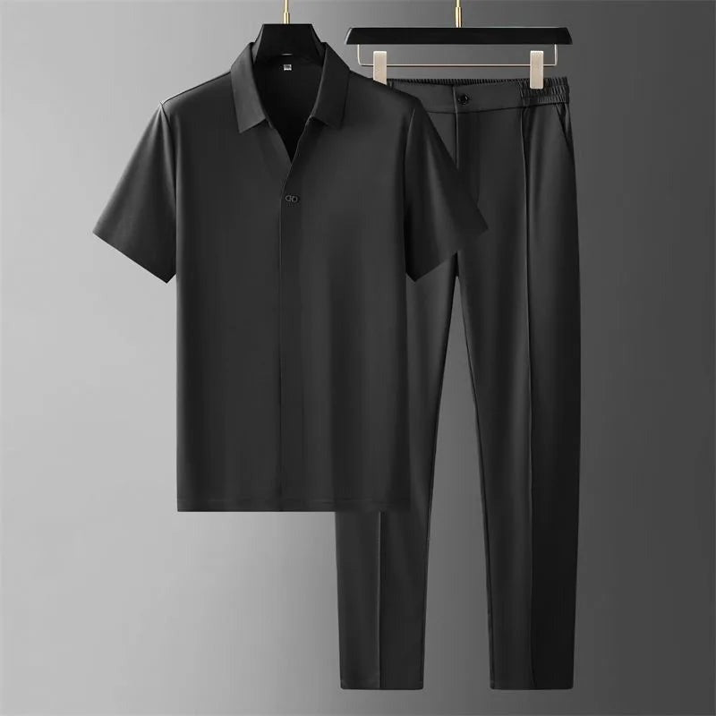 Polo Shirt Two Piece Set - Charcoal