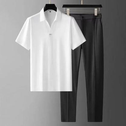Polo Shirt Two Piece Set - White