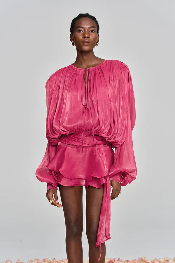 Long Sleeve Mini Dress - Dark pink