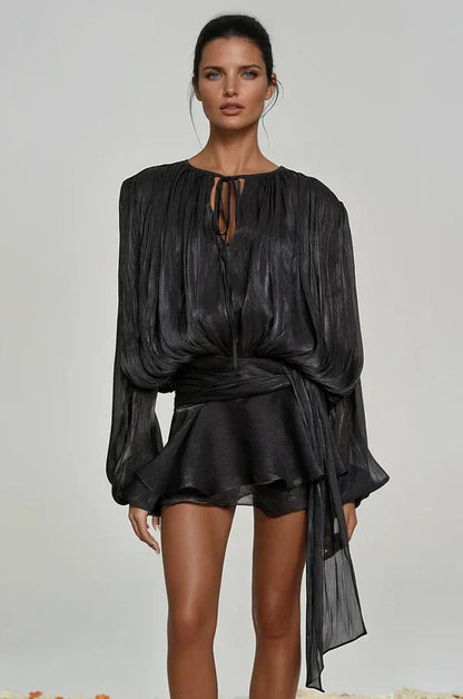 Long Sleeve Mini Dress - Black