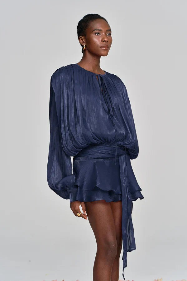 Long Sleeve Mini Dress - Deep blue