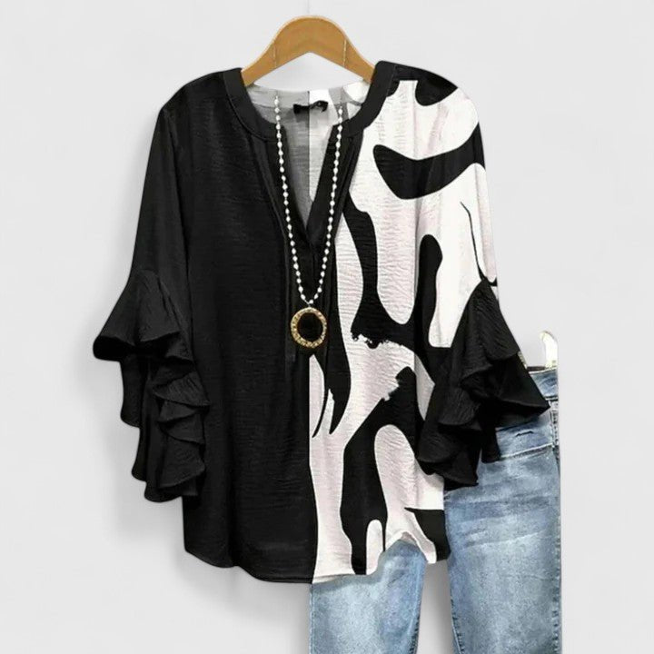 Women's Floral Blouse - Black