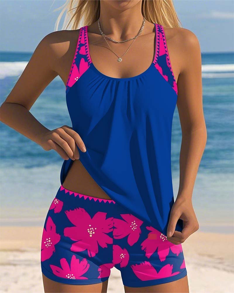 Women's Floral Tankini Set - Pink