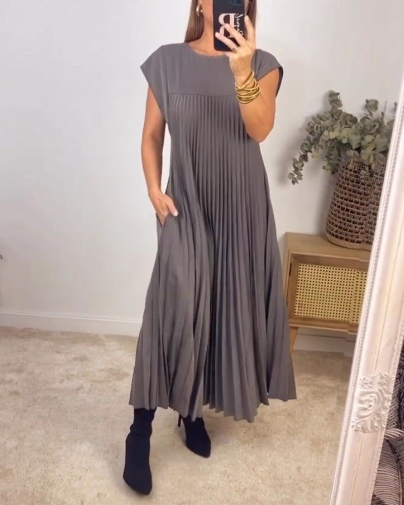Pleated Maxi Dress - Grey