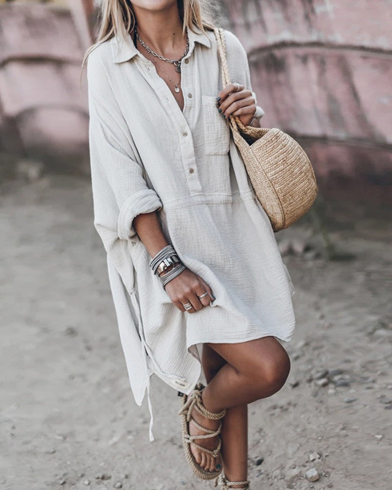 Beach Shirt Dress - White