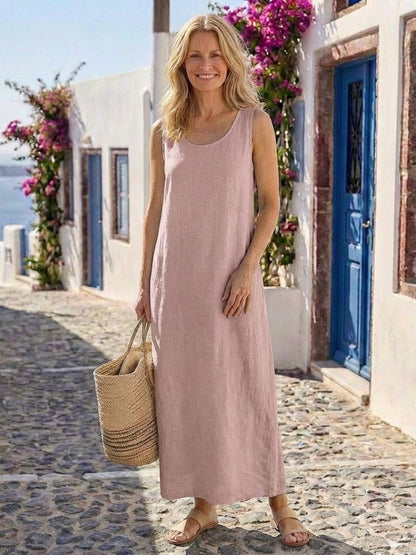 Vacation Sleeveless Maxi Dress - Pink