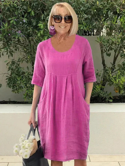 Short Sleeve Shift Dress - Pink