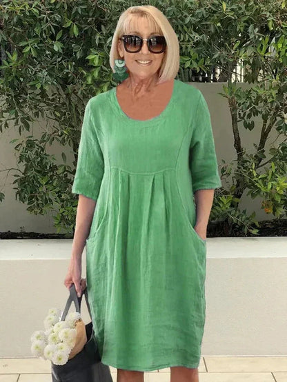 Short Sleeve Shift Dress - Green