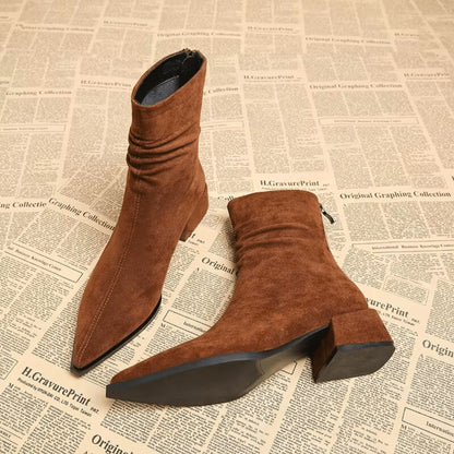 Slouchy Block Heel Ankle Boots