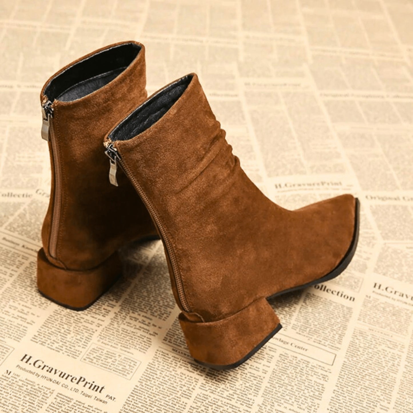 Slouchy Block Heel Ankle Boots