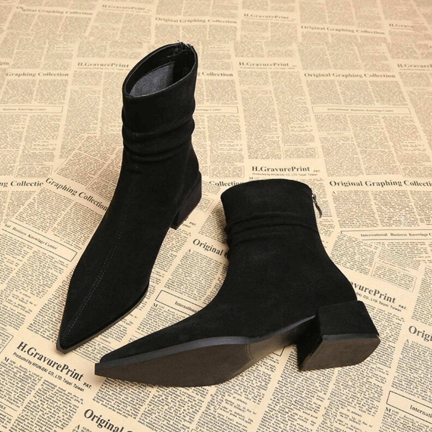 Slouchy Block Heel Ankle Boots