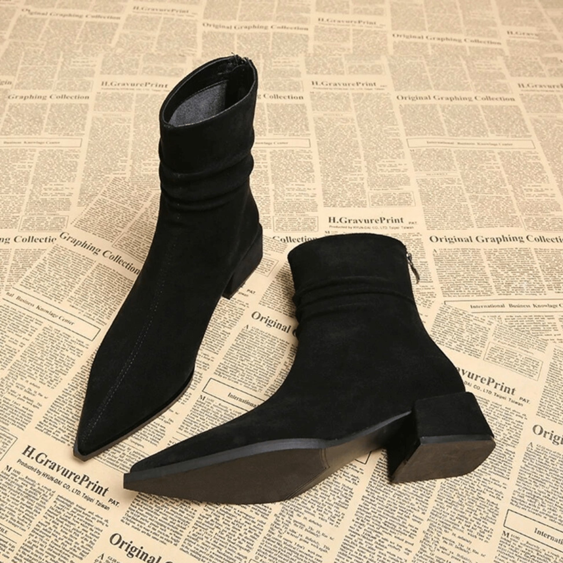 Slouchy Block Heel Ankle Boots