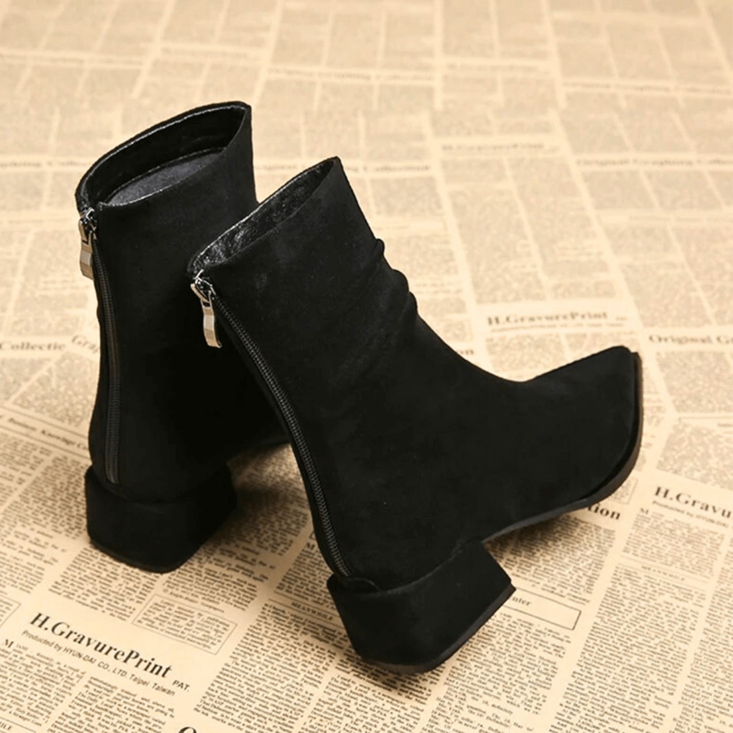 Slouchy Block Heel Ankle Boots