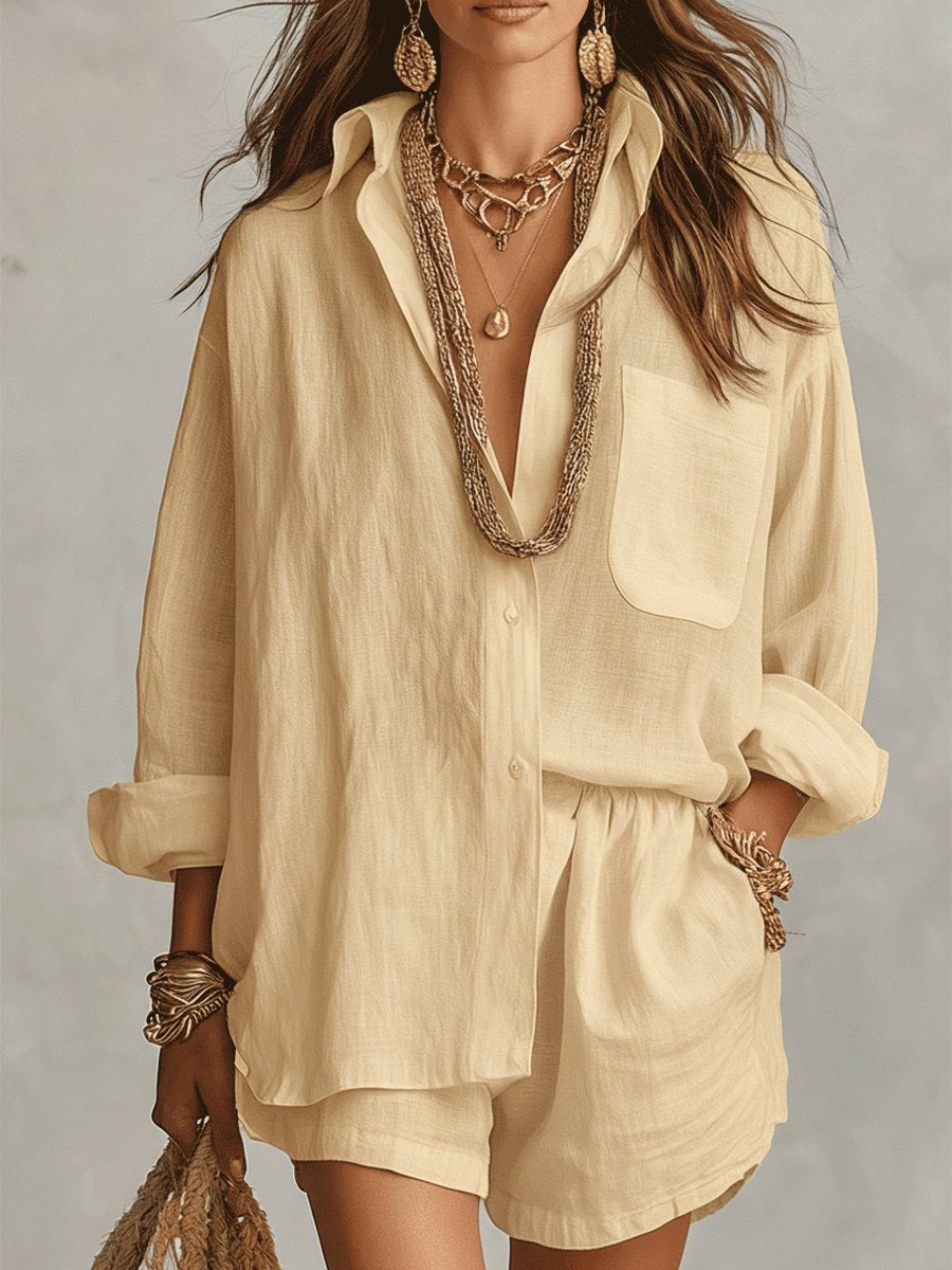 Casual Shorts Two Piece Set - Yellow