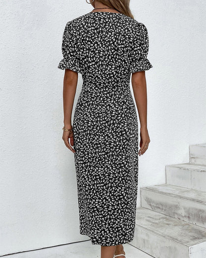 Floral Wrap Midi Dress
