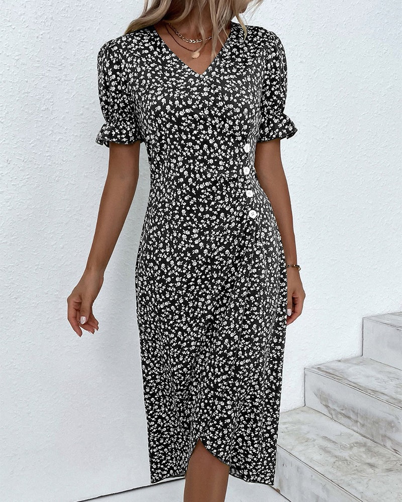 Floral Wrap Midi Dress