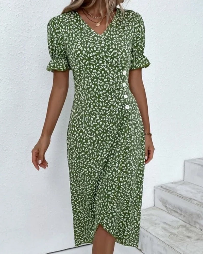 Floral Wrap Midi Dress