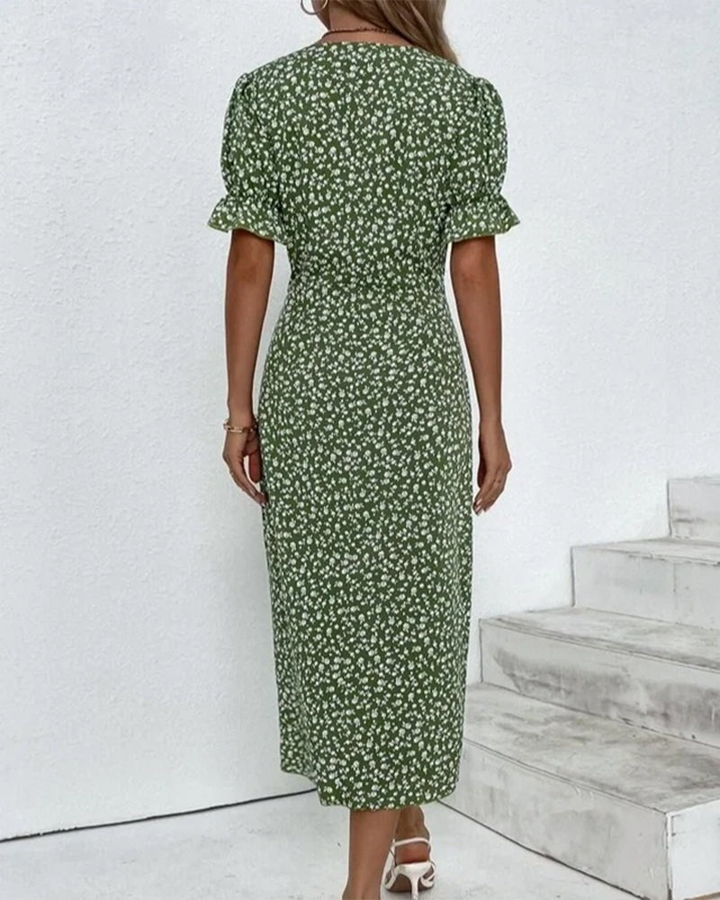 Floral Wrap Midi Dress