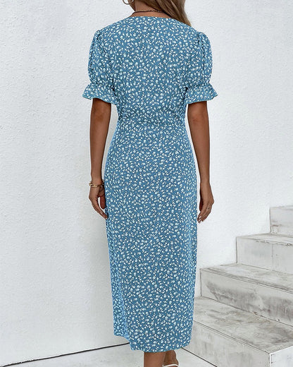 Floral Wrap Midi Dress