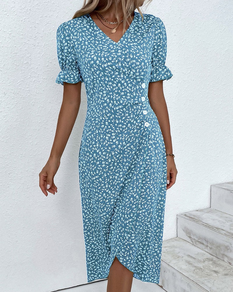 Floral Wrap Midi Dress
