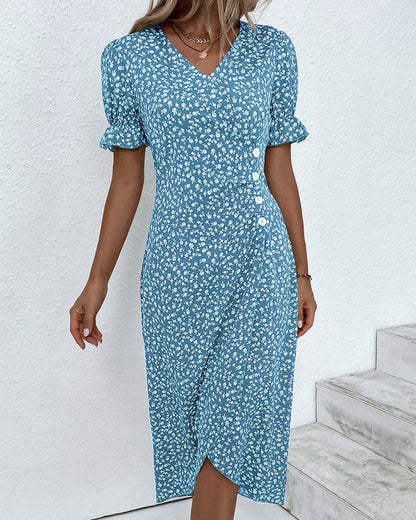 Floral Wrap Midi Dress