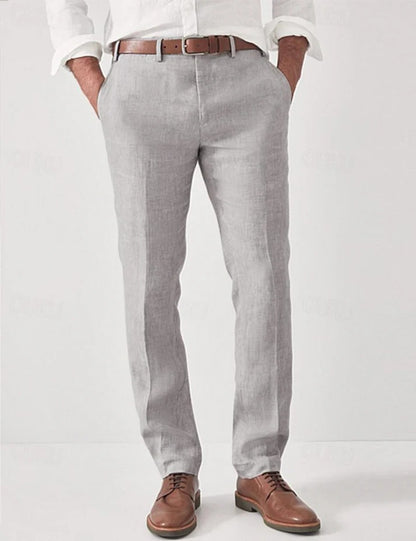 Straight Leg Dress Pants - Light Gray