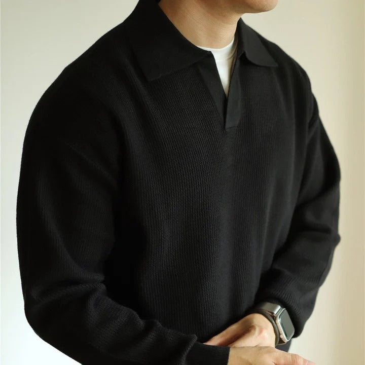 Long Sleeve Knit Polo Shirt